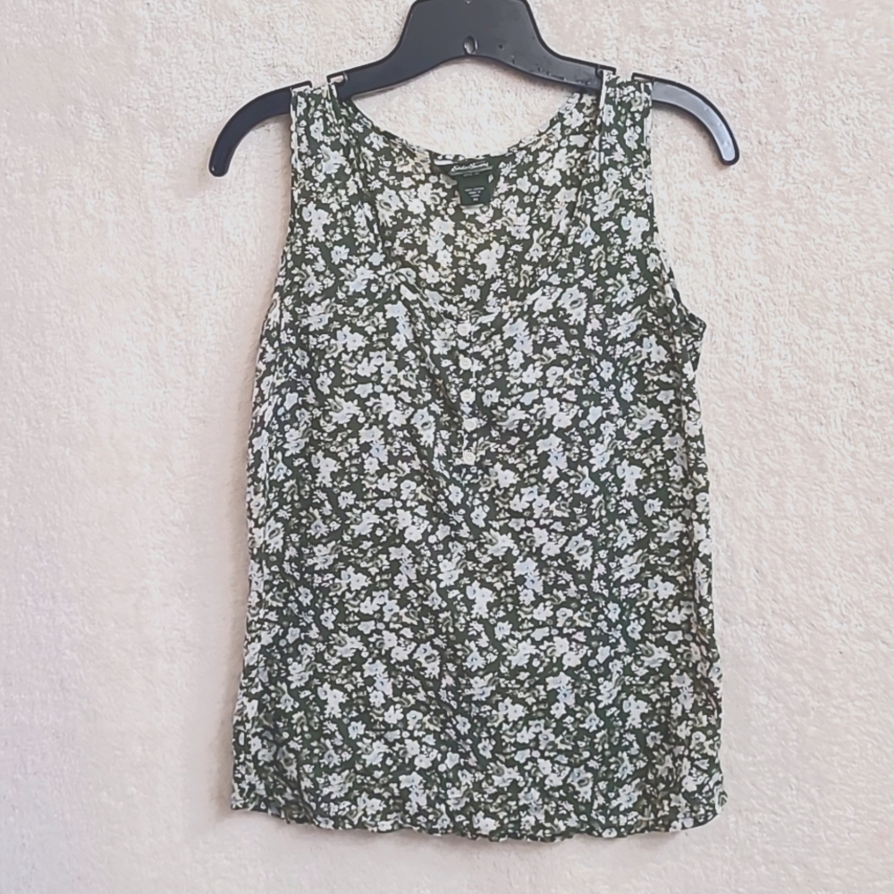 XS, Eddie Bauer, Green floral tank top
